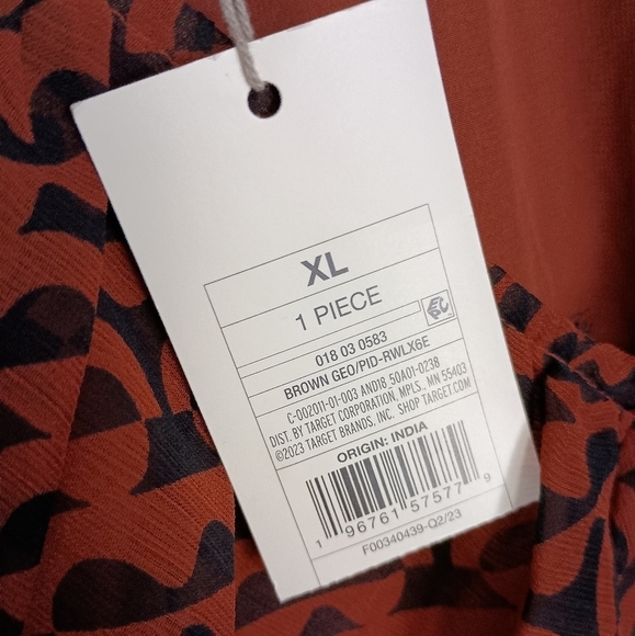 NWT A New Day Long Sleeve Ruched Front Bodycon Dress in Clay/Blk Combo - Picture 7 of 10